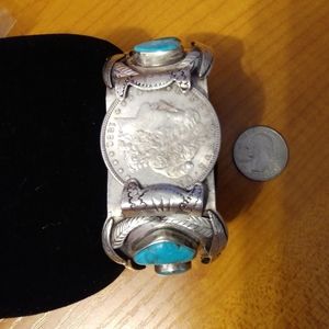 Navajo sterling silver and turquoise with Morgan